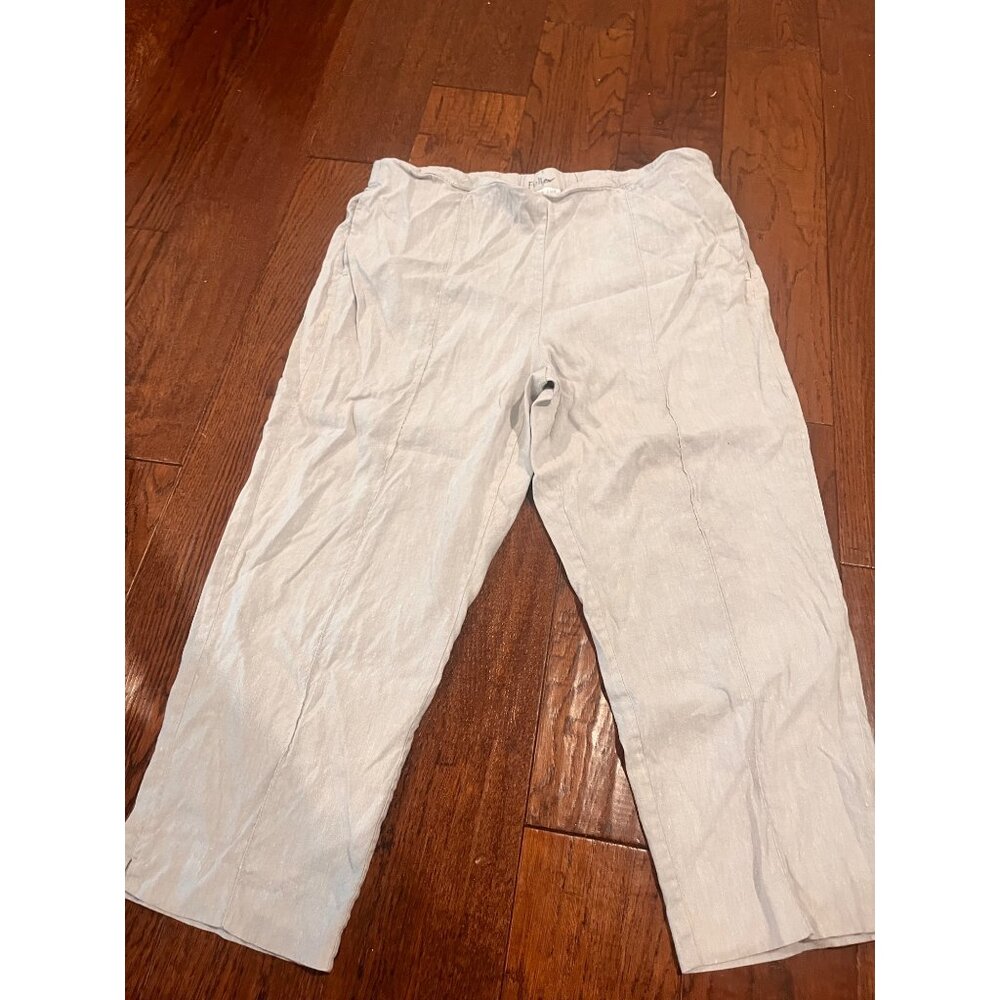 Jjill linen stretch women’s lounge casual beige khaki pants sz lg